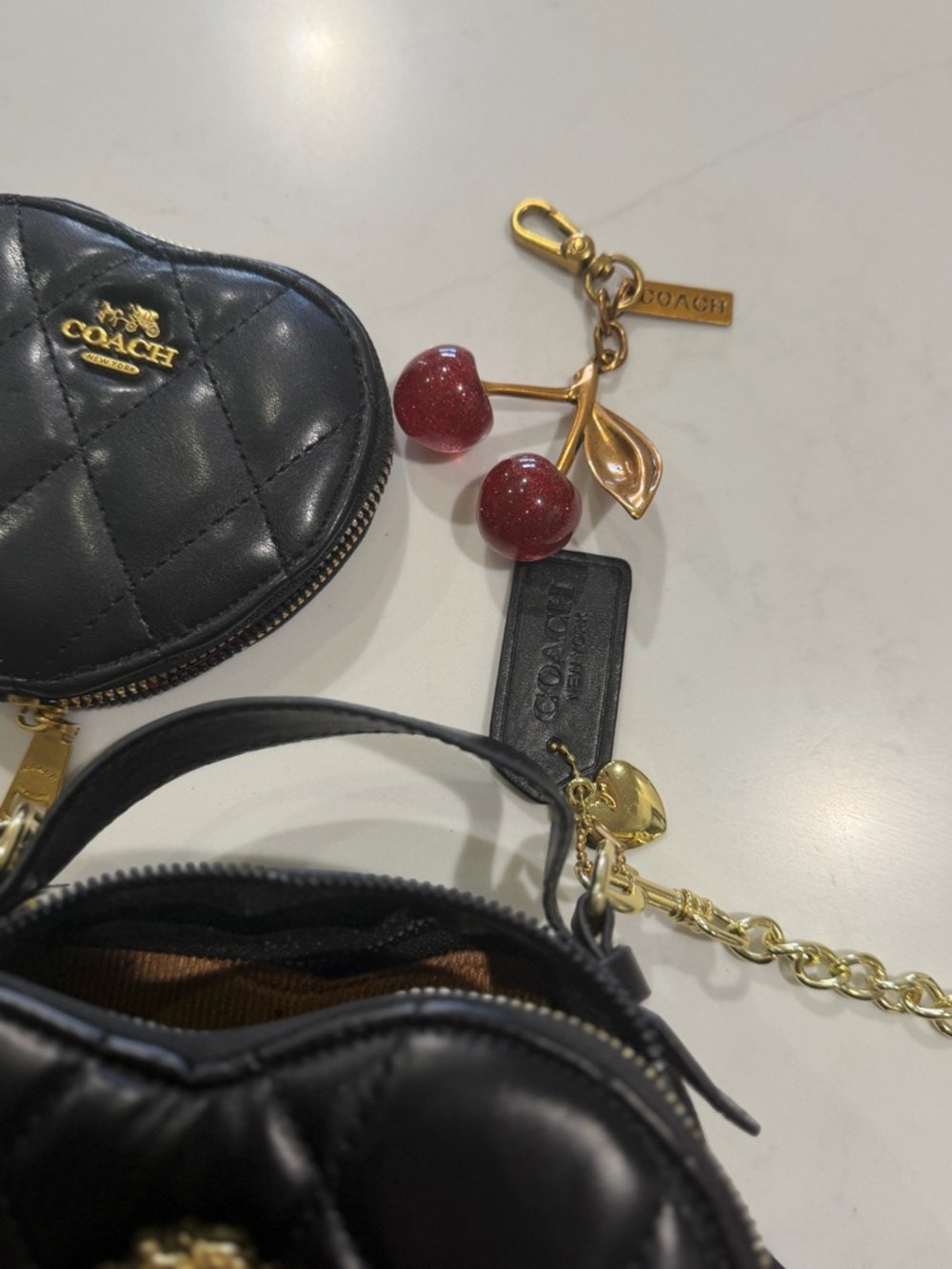 Coach Black Quilted Heart Mini Crossbody with Coin Pouch - Picture 3 of 5
